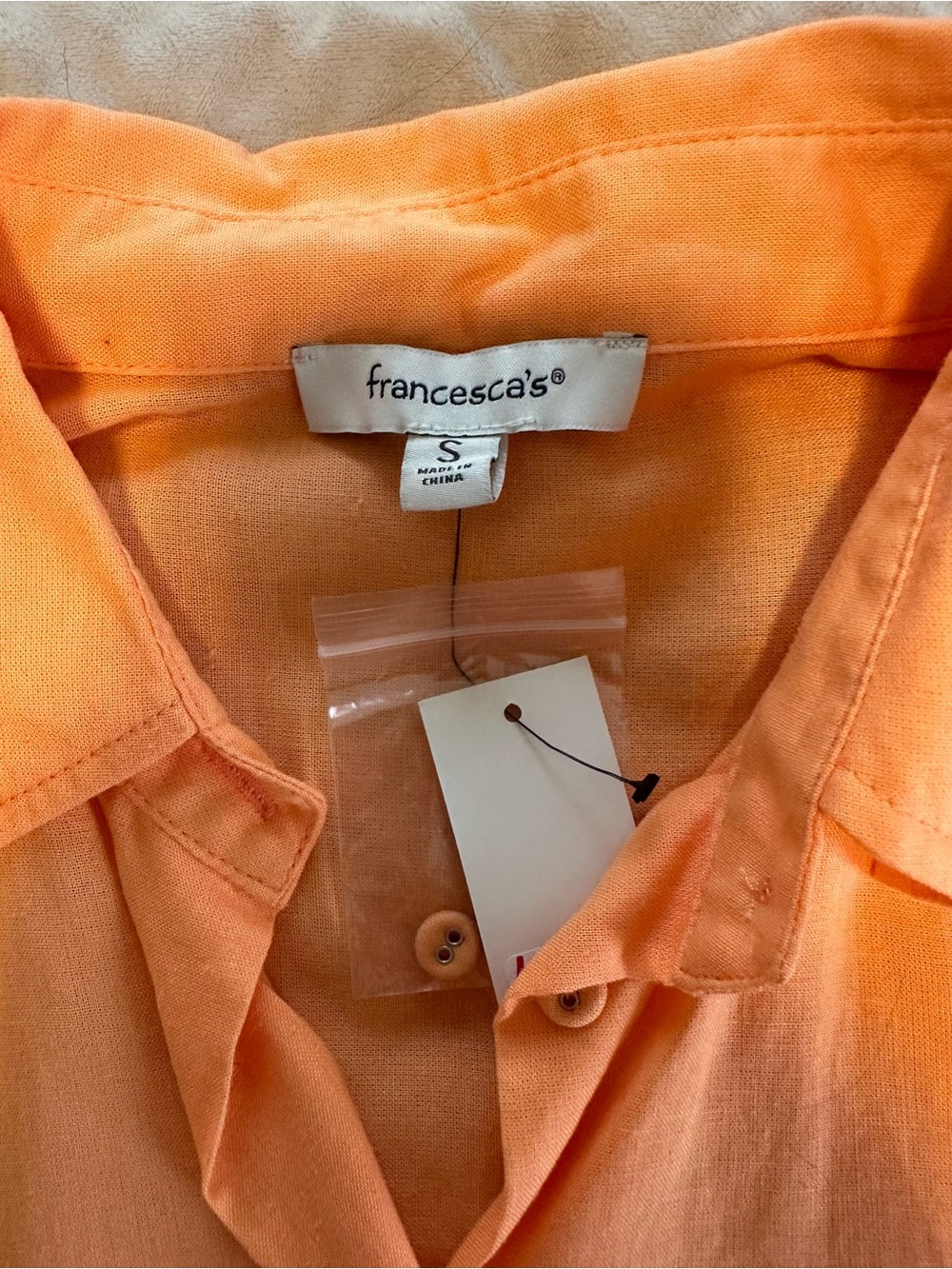Francesca's Collections Orange Button-Down Shirt